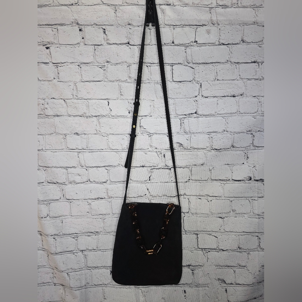 Madewell Slim Brooklyn Crossbody‎ Black Suede Bag Chain Handle